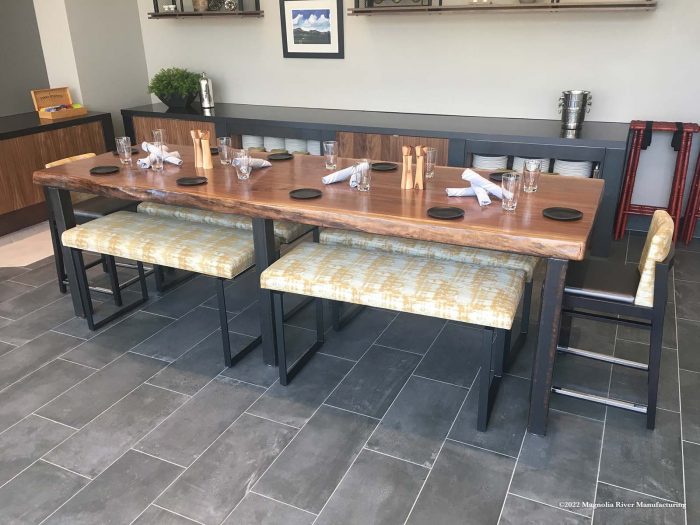 Community table in a market café