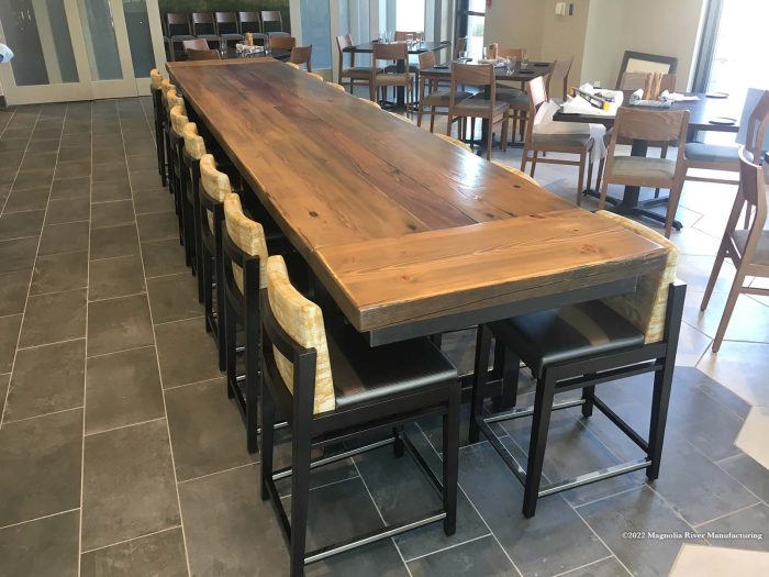 Communal table in a grocery café