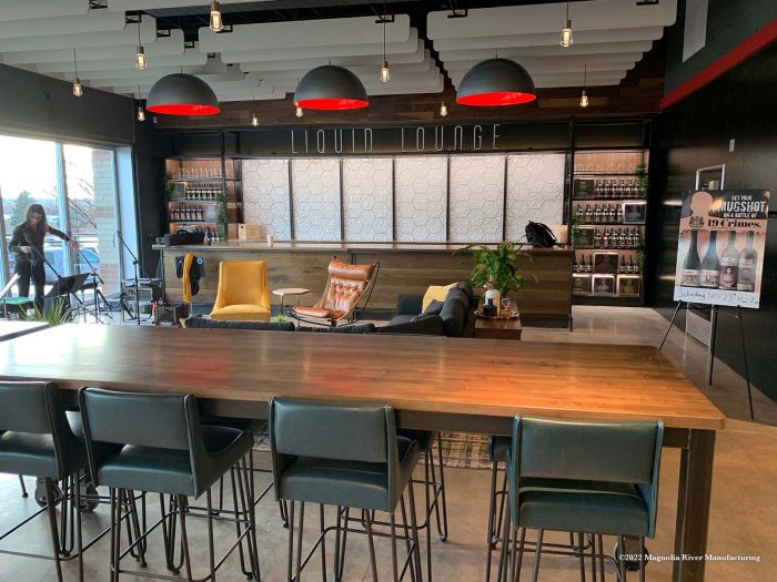 Community table in a lounge setting