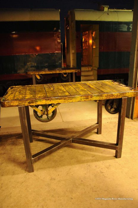 Industrial cart table, upright view